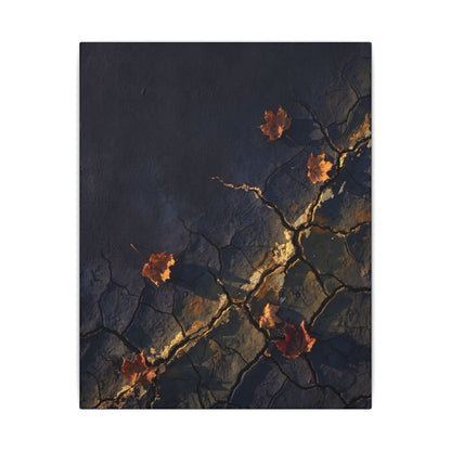 Cracked Earth Canvas Art | Autumn Dark Japandi Dark Texture Art