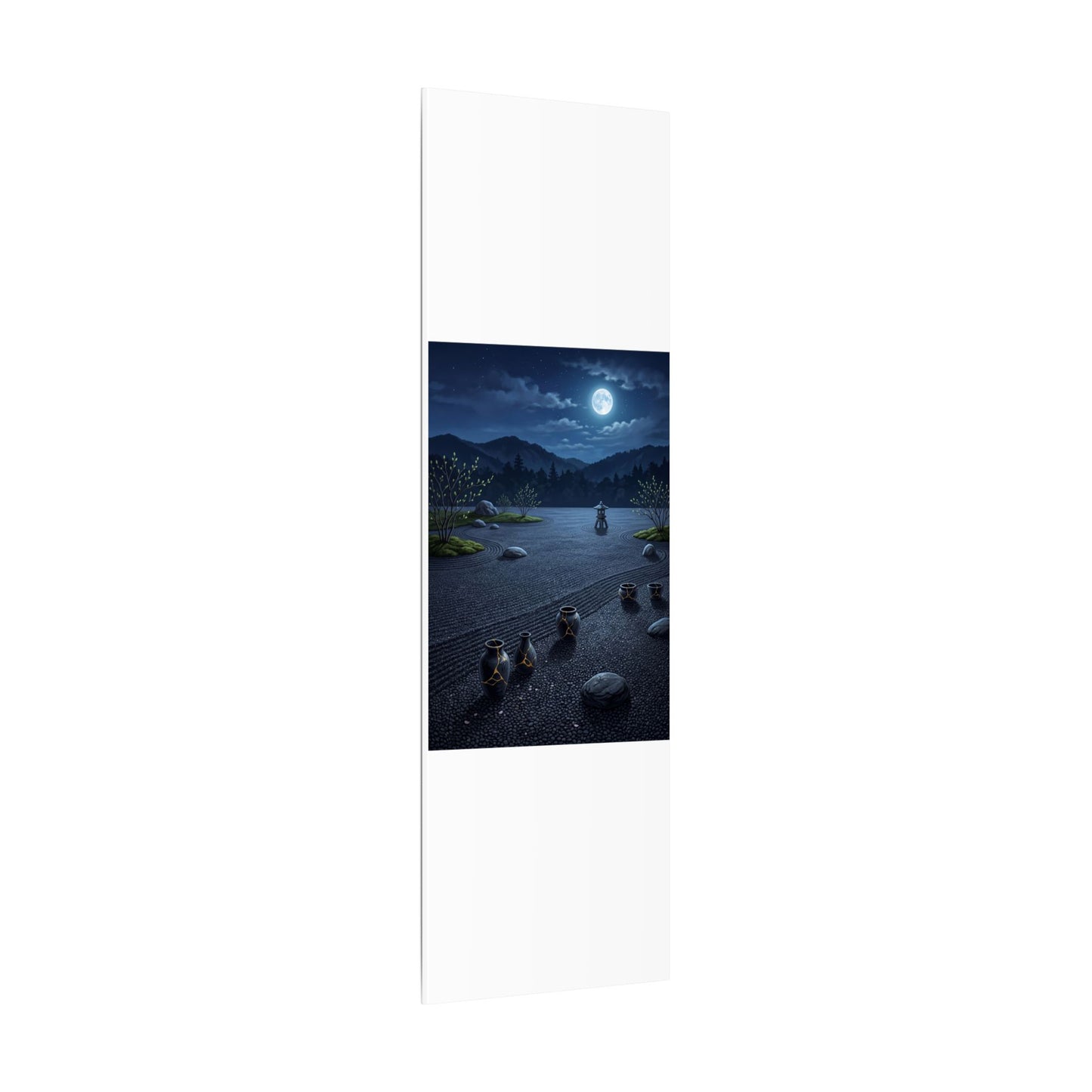 Kintsugi Moonlit Garden in Moonlight | Gold Repair Canvas Art