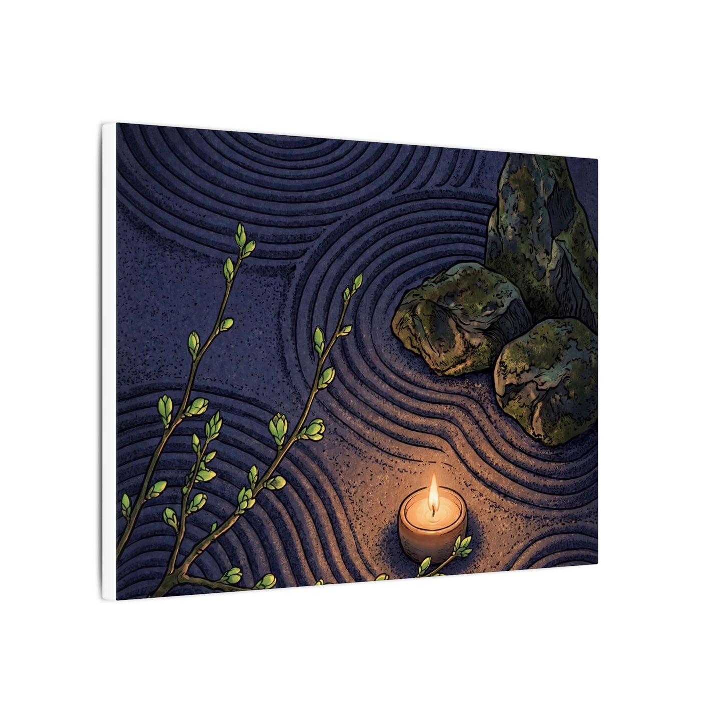 Mono No Aware Rock Garden Canvas Art - Zen Ukiyo E Inspired