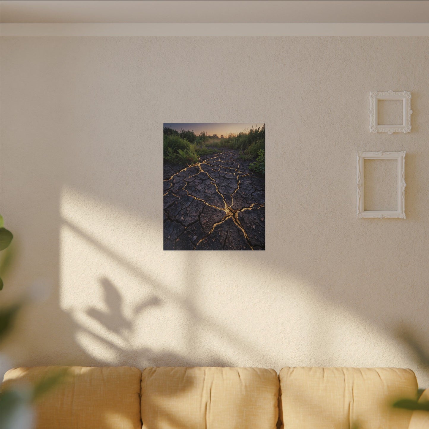 Cracked Earth Canvas Art | Summer Kintsugi Crackle Gold Art