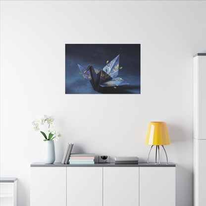 Kintsugi Paper Fold in Moonlight | Crackle Gold Canvas Art
