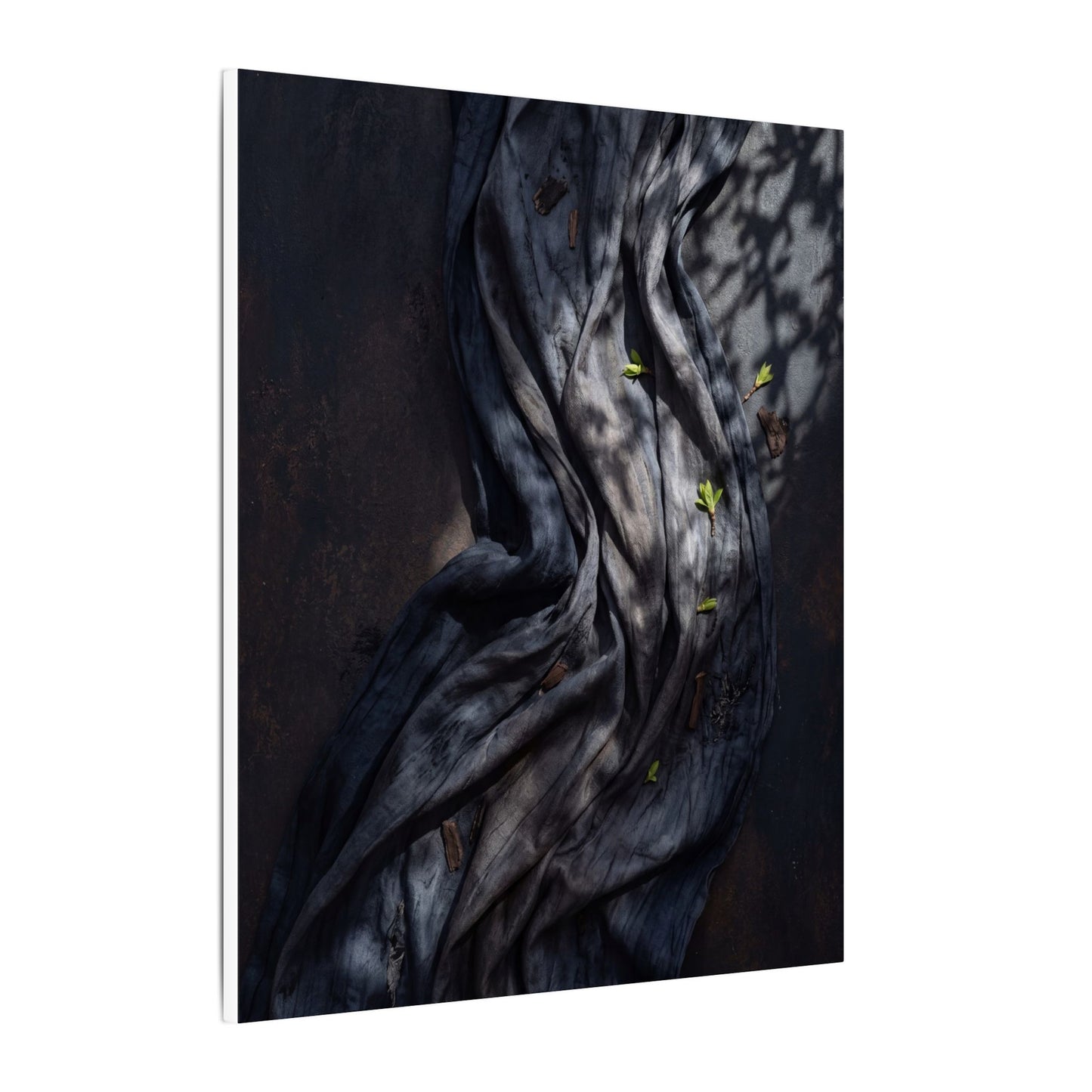 Seijaku Silk Drape Canvas Art - Dark Japandi Dark Texture