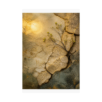 Cracked Earth Texture Wall Art Print | Earthy Japandi Art