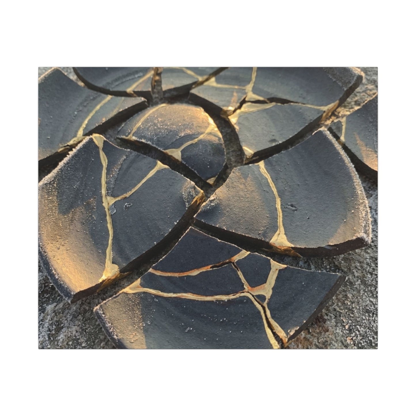 Broken Pottery Winter Canvas Art | Kintsugi Resilient Design
