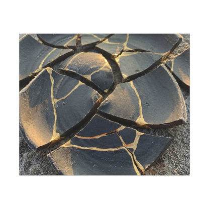 Broken Pottery Winter Canvas Art | Kintsugi Resilient Design
