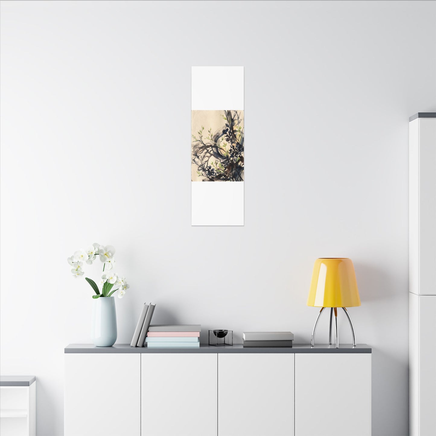 Ma Shadow Play Canvas Art - Dark Japandi Charcoal Ink