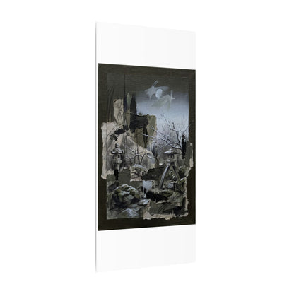 Winter Moonlit Garden Dark Texture Canvas Art | Moody Decor