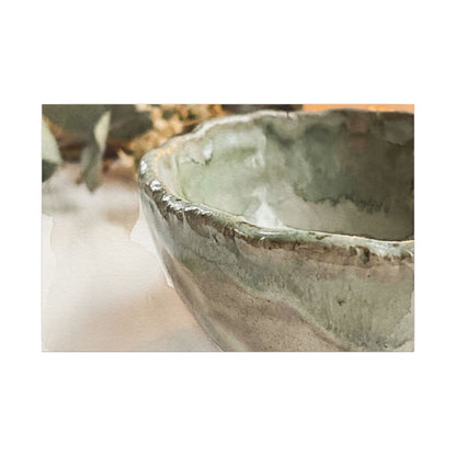 Ceramic Bowl Canvas Art | Summer Japandi Watercolor Art Art Print
