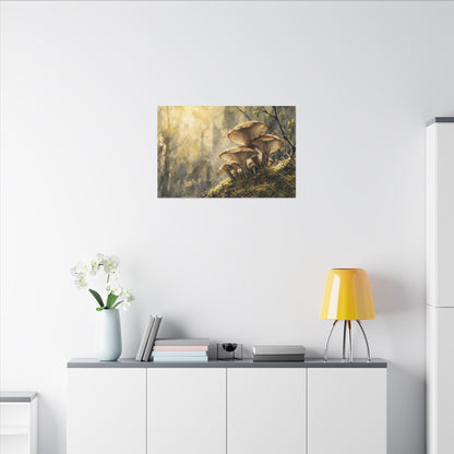 Wild Mushrooms Canvas Art | Spring Japandi Watercolor Art