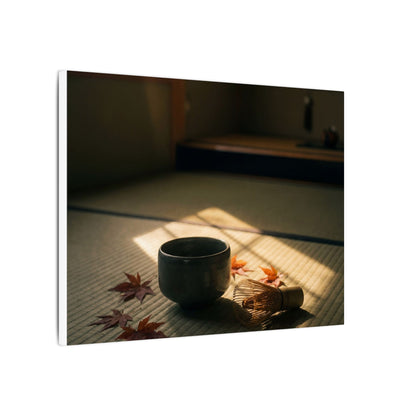 Dark Japandi Tea Ceremony in Golden Hour | Moody Minimal Canvas Art