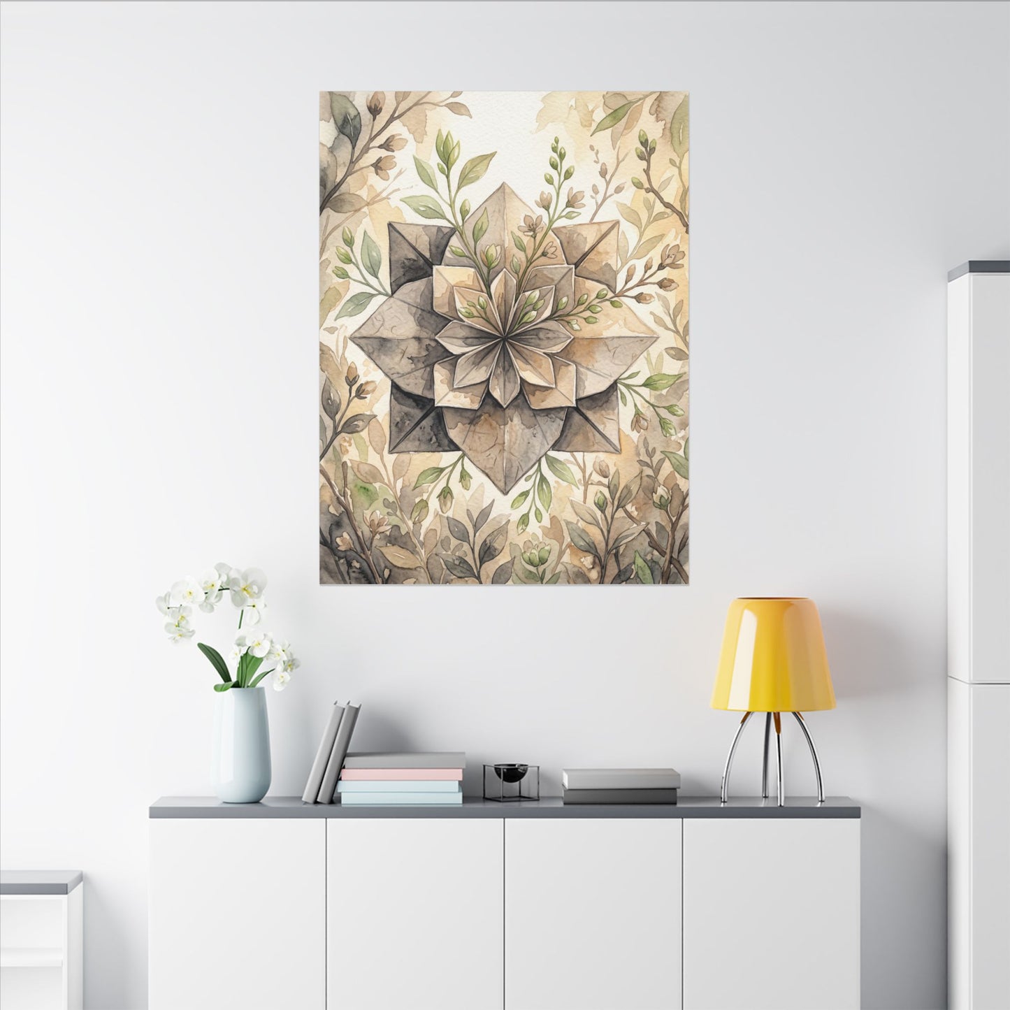 Warm Paper Fold Canvas Art - Watercolor Japandi