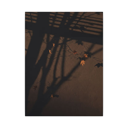 Shadow Play Autumn Canvas Art | Dark Japandi Luxurious Design