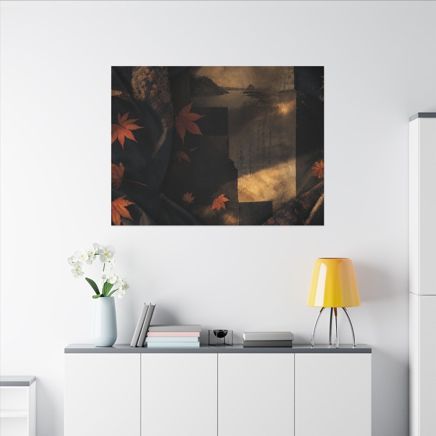 Autumn Silk Drape Shadow Zen Canvas Art | Bold Decor