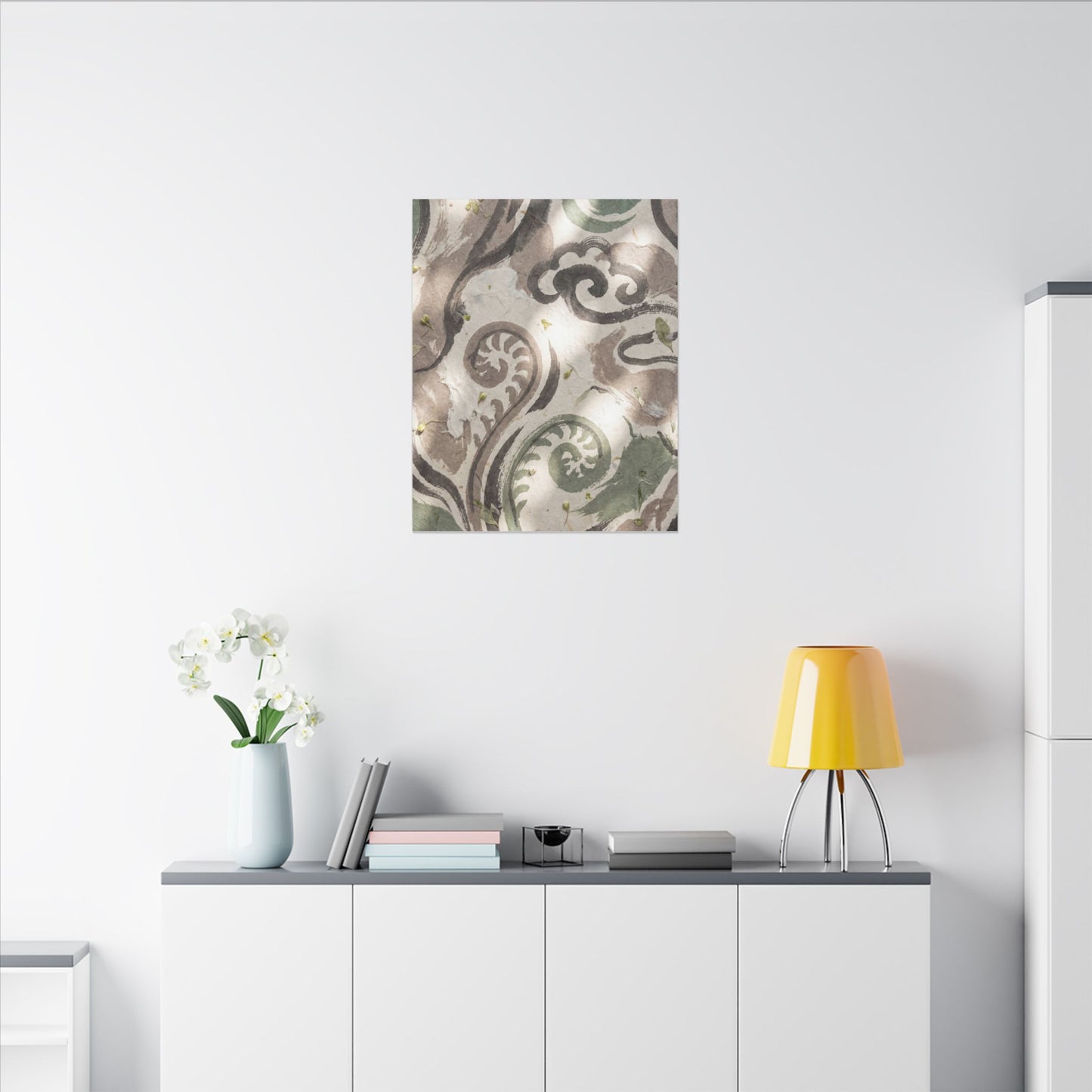 Dappled Ink Brushstroke Canvas Art - Japandi Ma