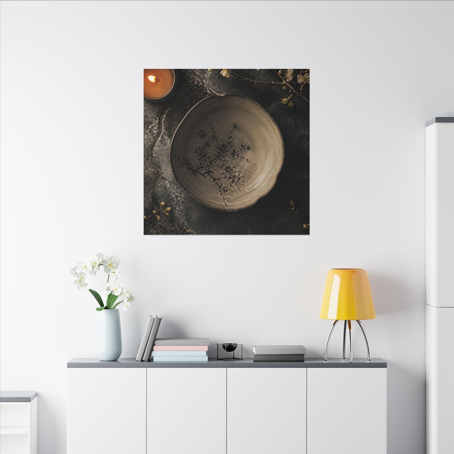 Ceramic Bowl Spring Canvas Art | Japandi Earthy Design