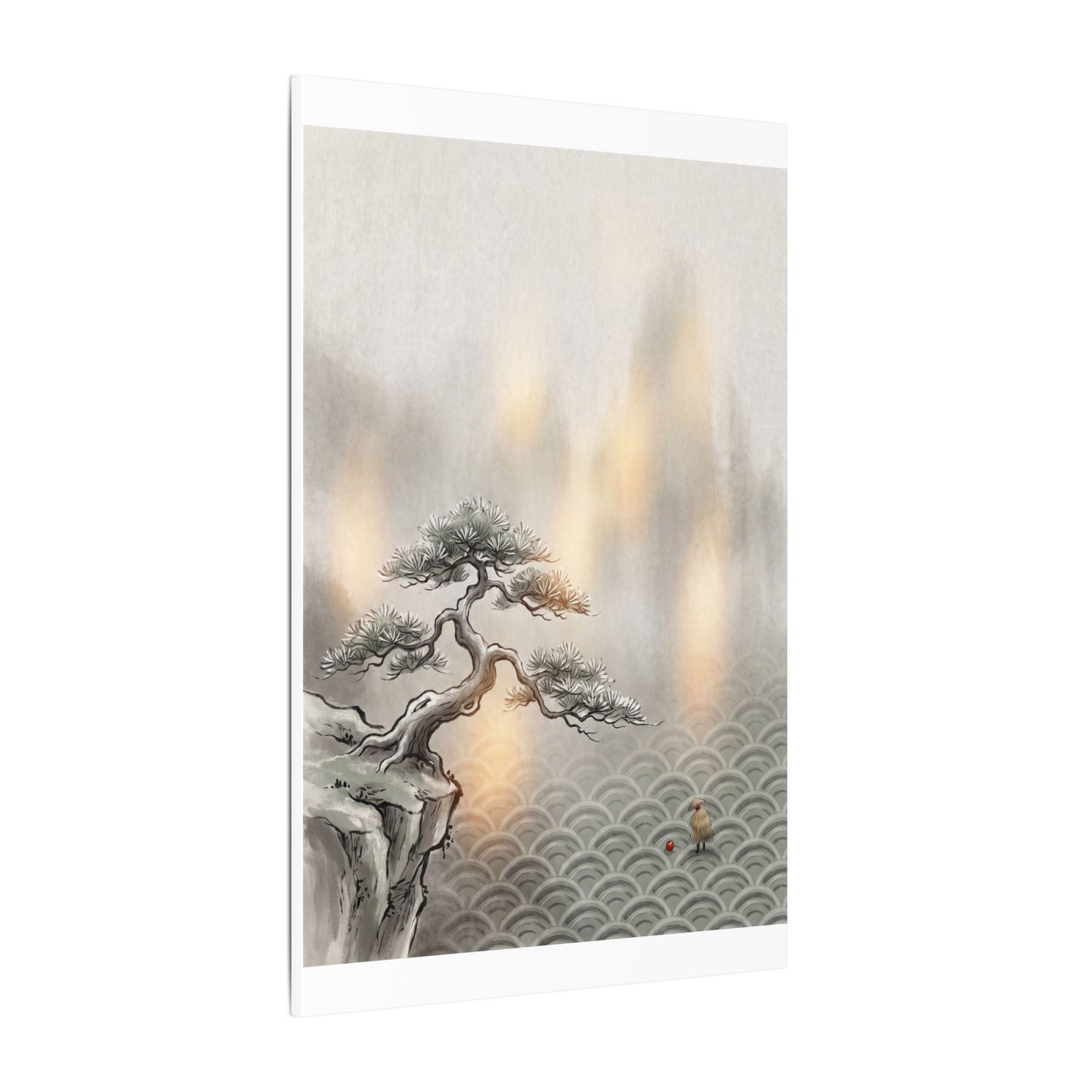 Pine Tree Canvas Art | Winter Japandi Japanese Pattern Art