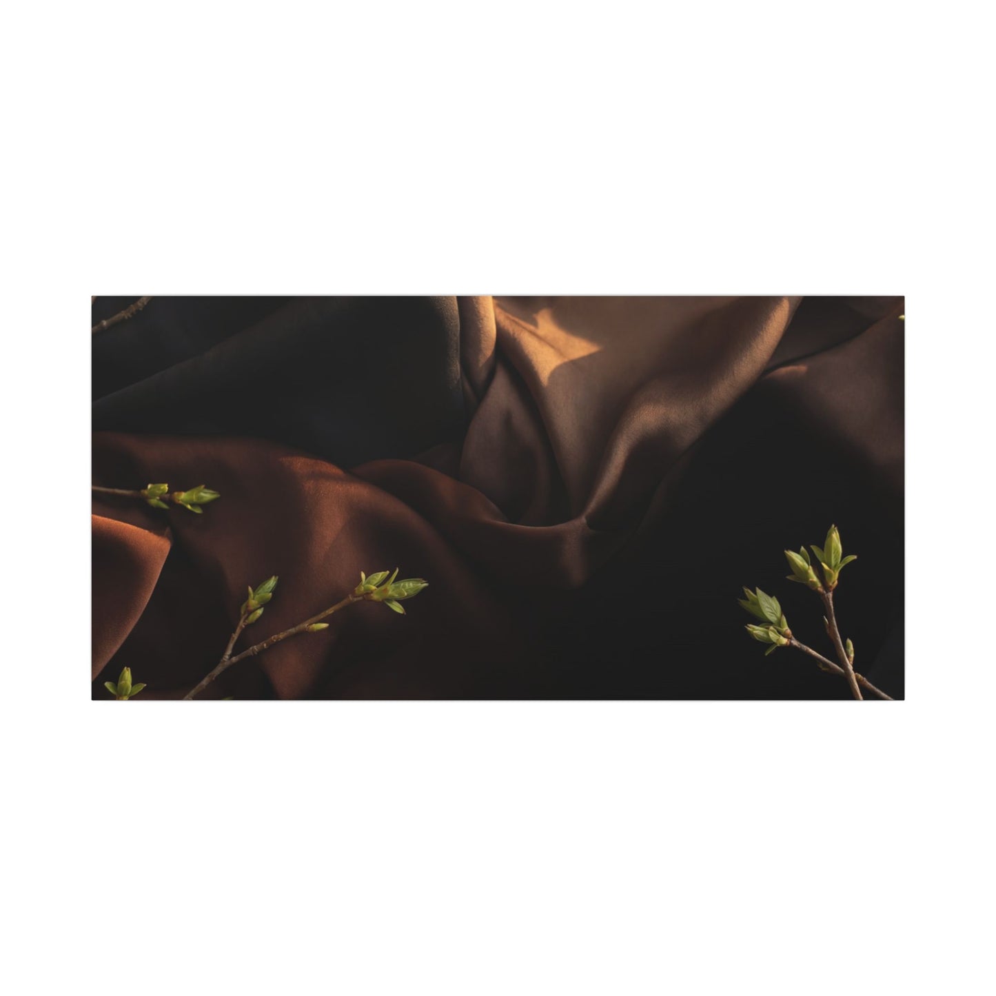 Dark Japandi Silk Drape in Golden Hour | Moody Minimal Canvas Art