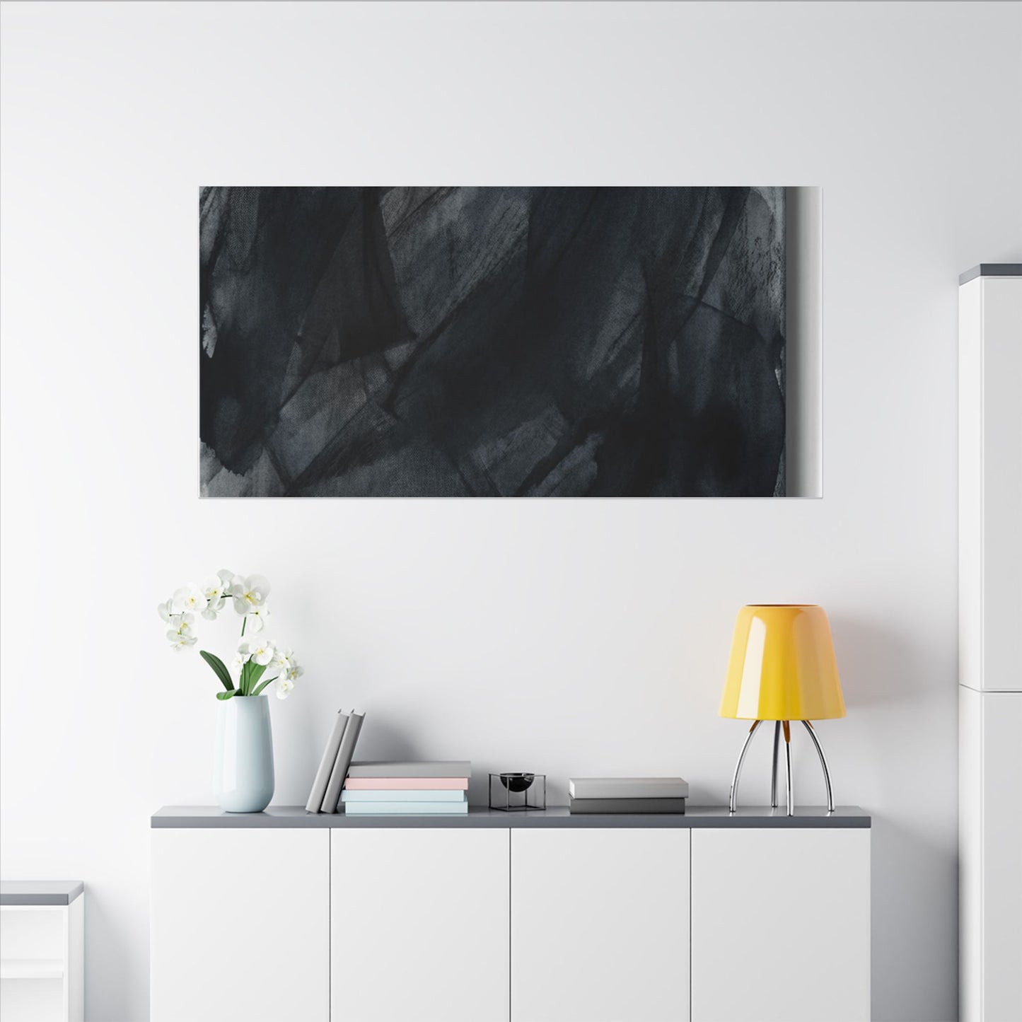 Deep Tones Dark Japandi Charcoal Canvas Art