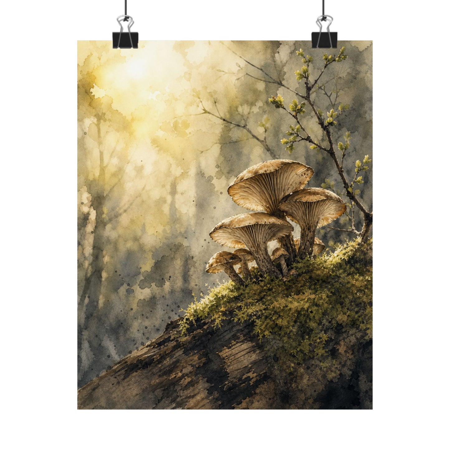 Wild Mushrooms Spring Wall Art Print | Japandi Earthy Design
