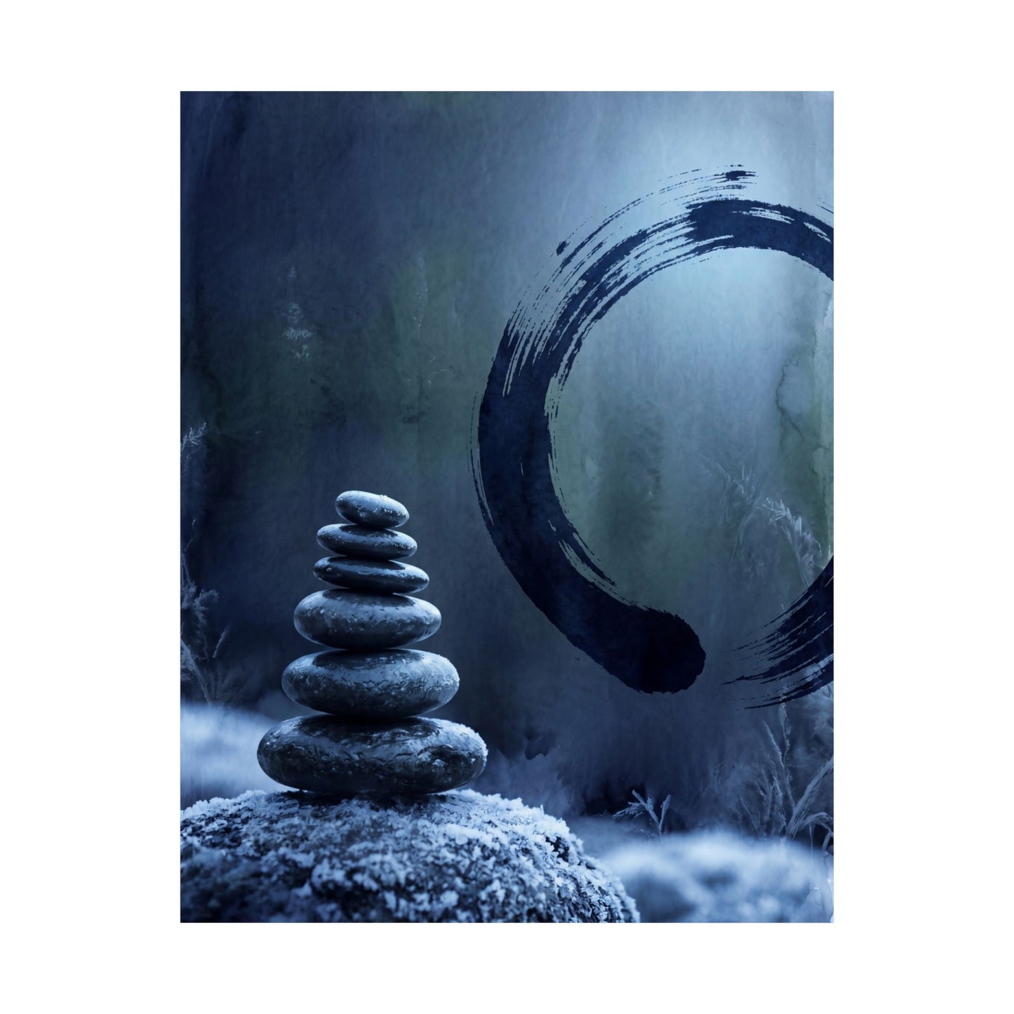 Moonlight River Stones Wall Art Print - Zen Fukinsei