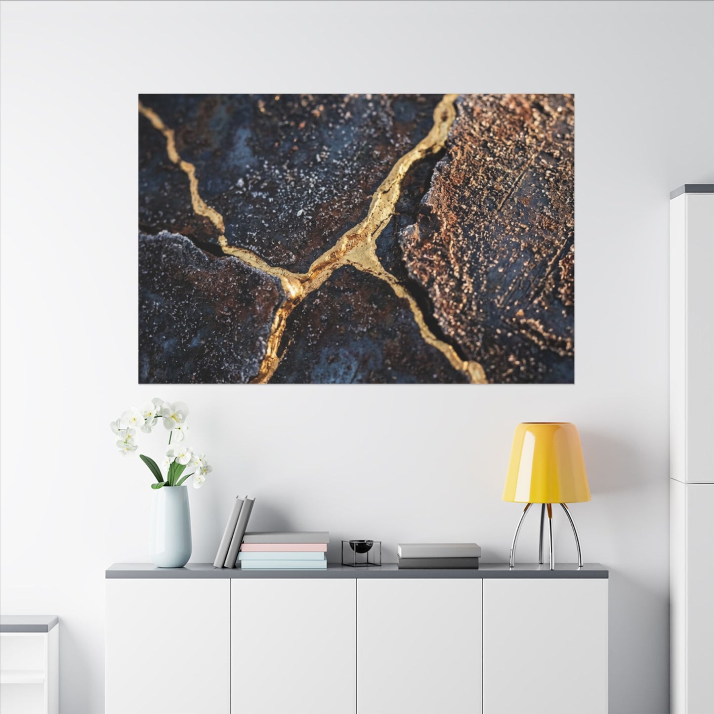 Winter Rust Patina Gold Vein Canvas Art | Resilient Decor