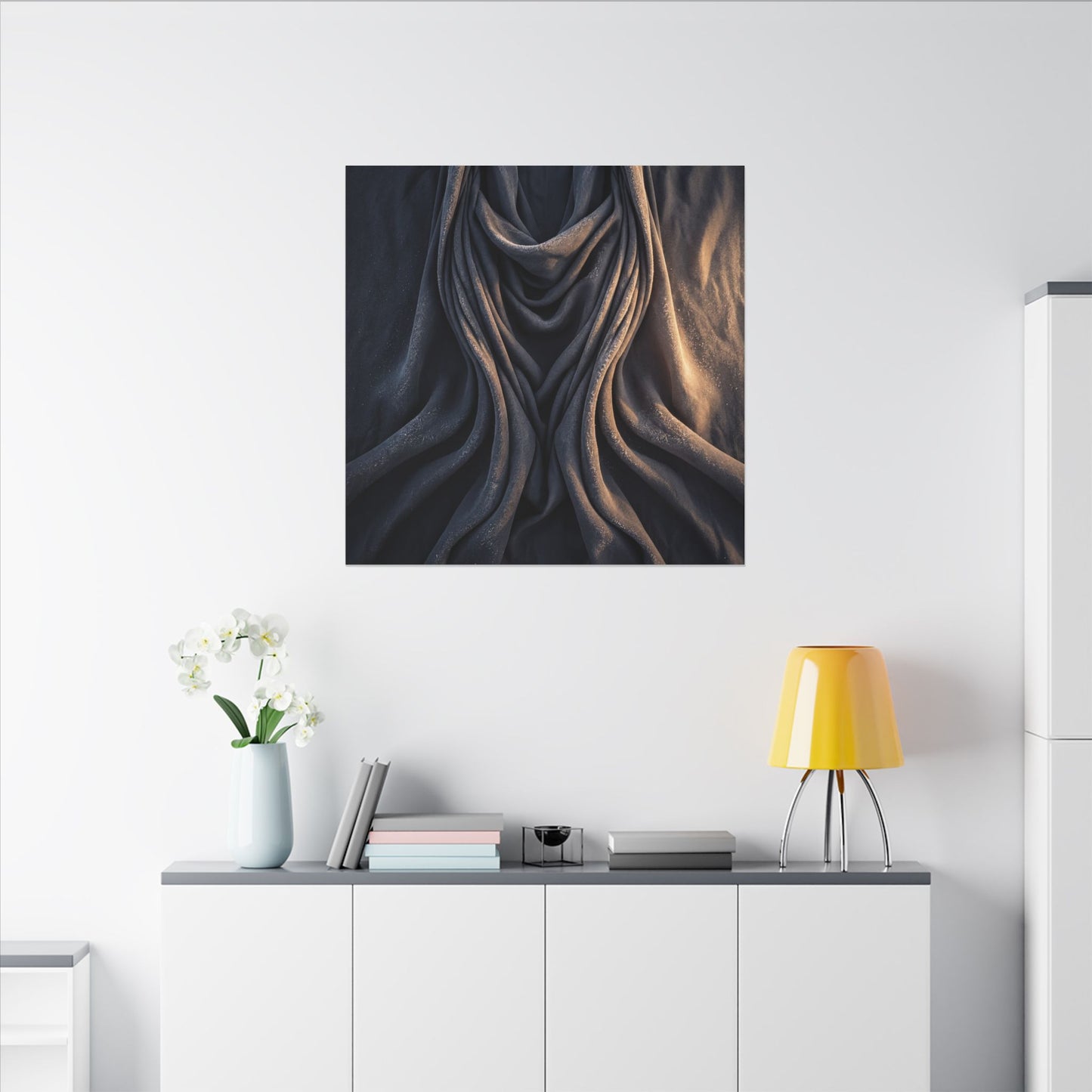 Moody Silk Drape Canvas Art - Shadow Zen Dark Japandi
