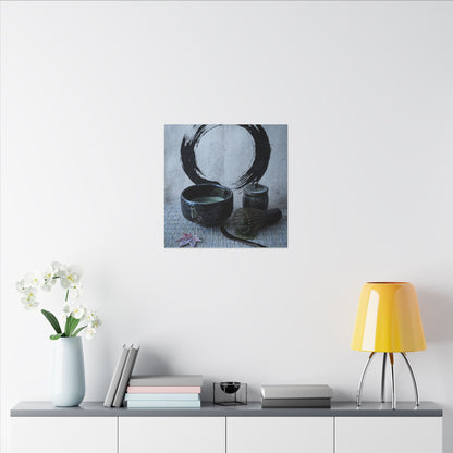 Tea Ceremony Canvas Art | Winter Zen Enso Art