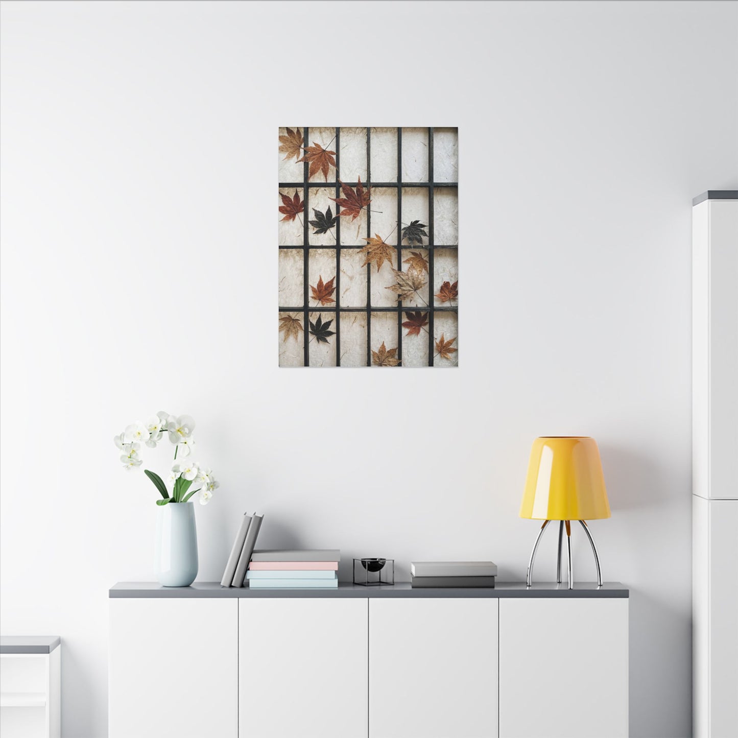 Japandi Shoji Screen in Overcast | Texture Canvas Art