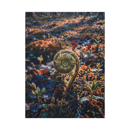 Kintsugi Fern Unfurling in Dappled | Gold Vein Canvas Art