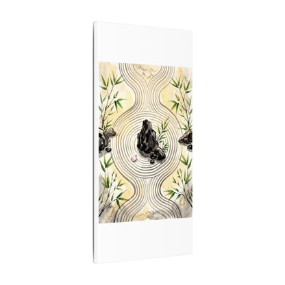 Zen Rock Garden in Golden Hour | Sumi E Canvas Art