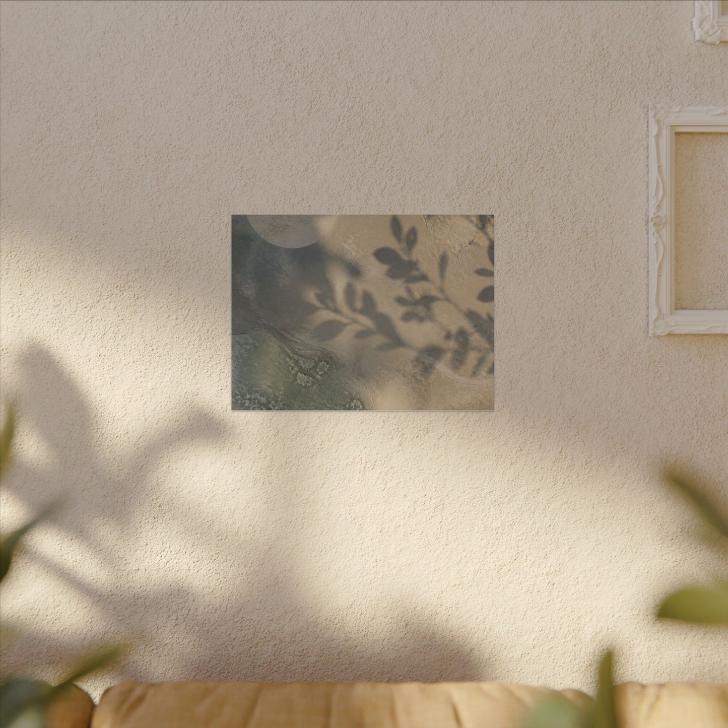 Japandi Shadow Play in Moonlight | Texture Canvas Art