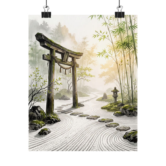 Spring Torii Gate Karesansui Wall Art Print | Contemplative Decor