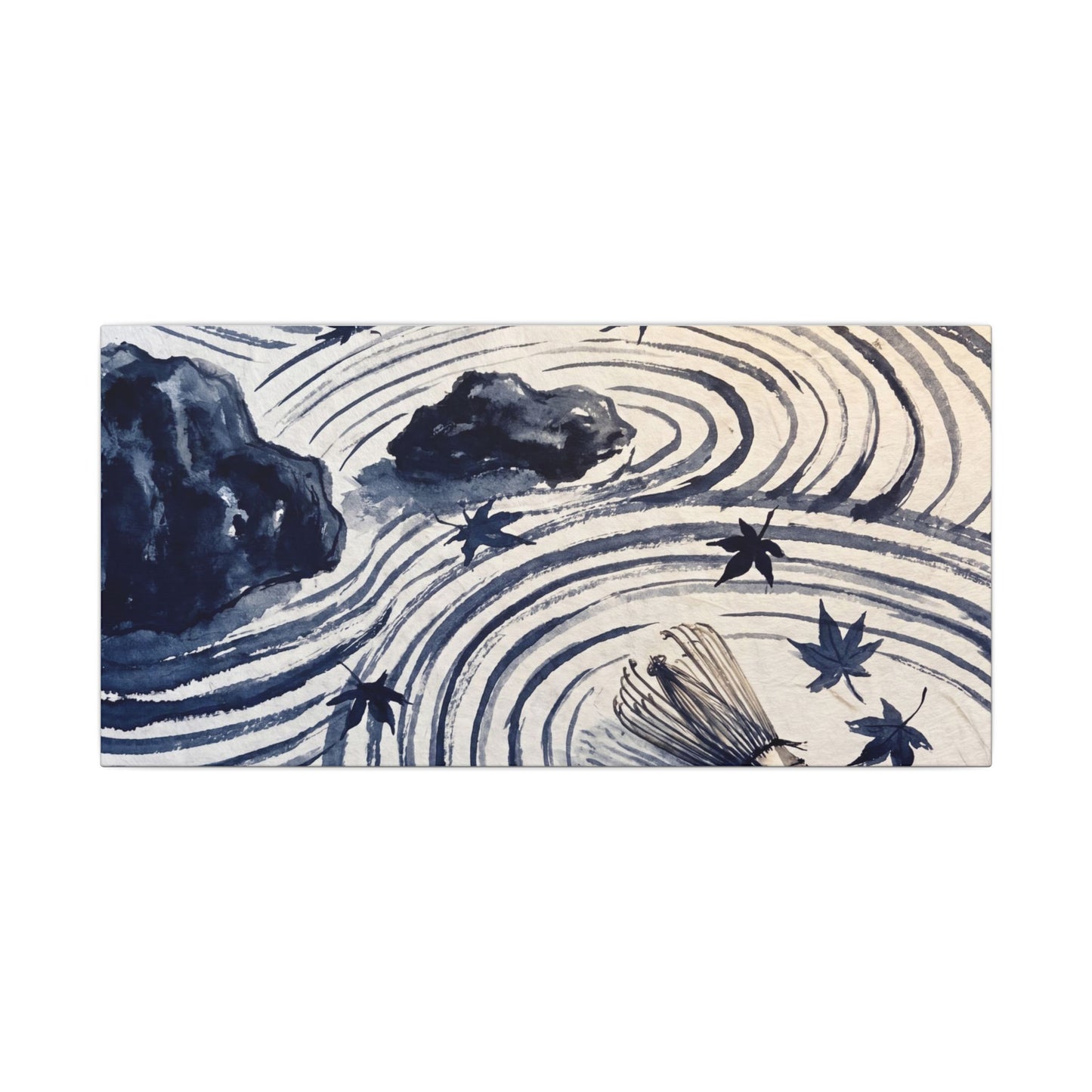 Zen Rock Garden in Golden Hour | Sumi E Canvas Art