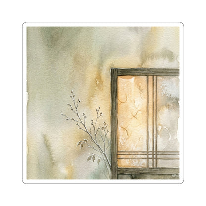 Cozy Shoji Screen Sticker - Watercolor Japandi