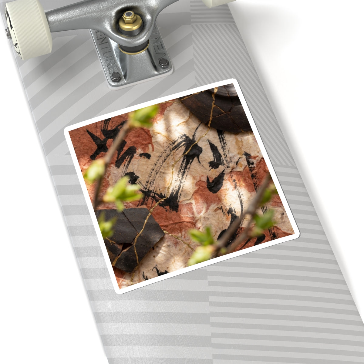 Spring Ink Brushstroke Gold Repair Sticker | Resilient Decor Art Print