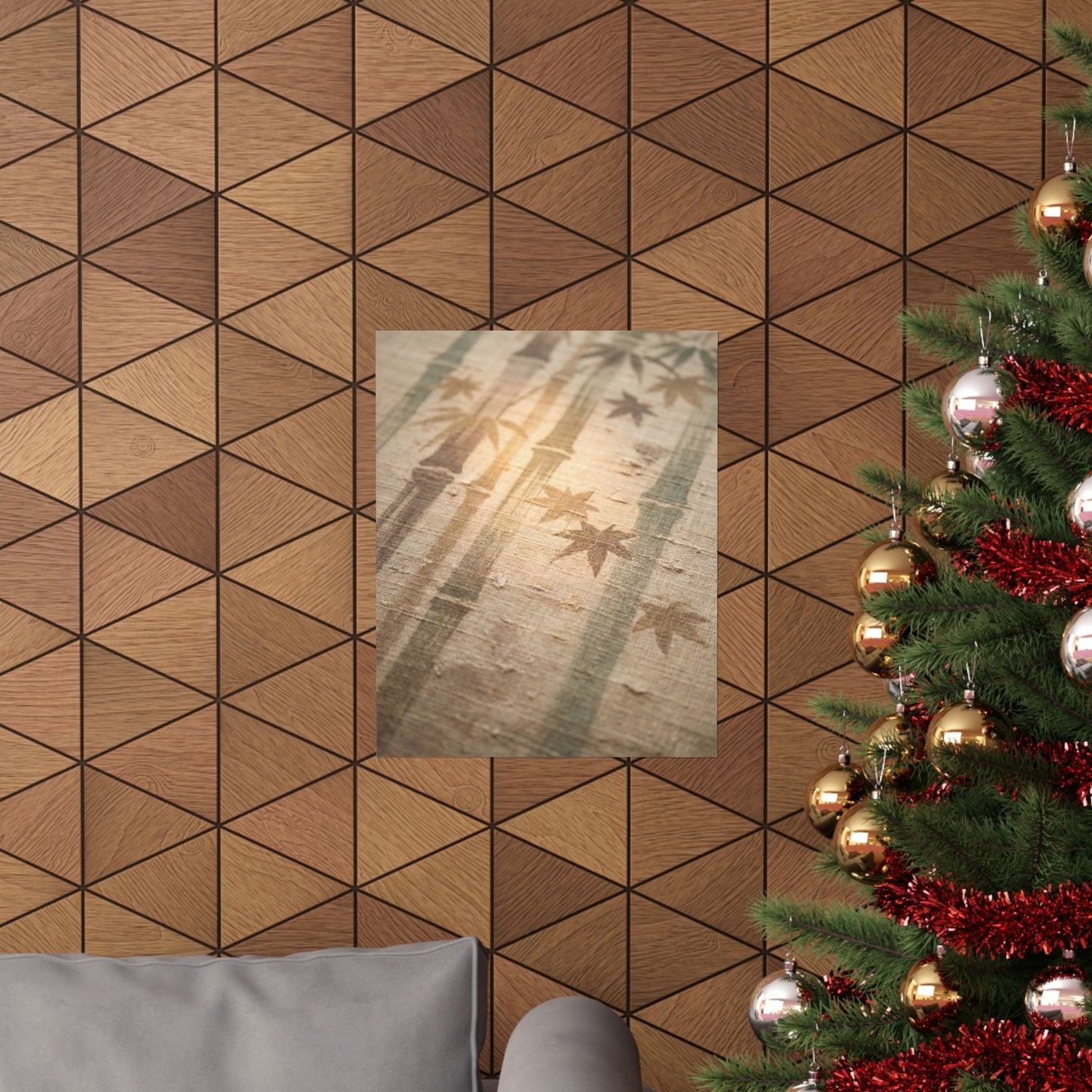 Japandi Bamboo Grove in Golden Hour | Japanese Pattern Wall Art Print