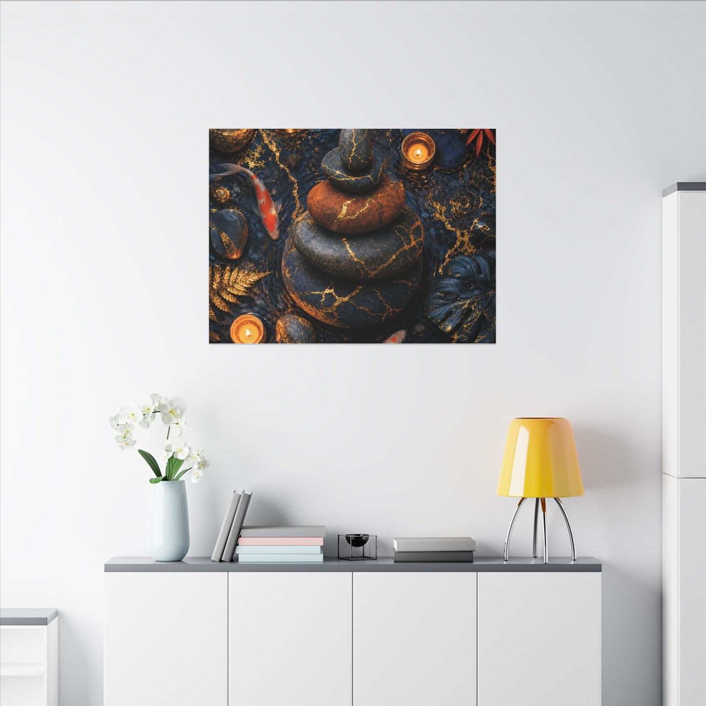 Summer River Stones Gold Vein Canvas Art | Resilient Decor