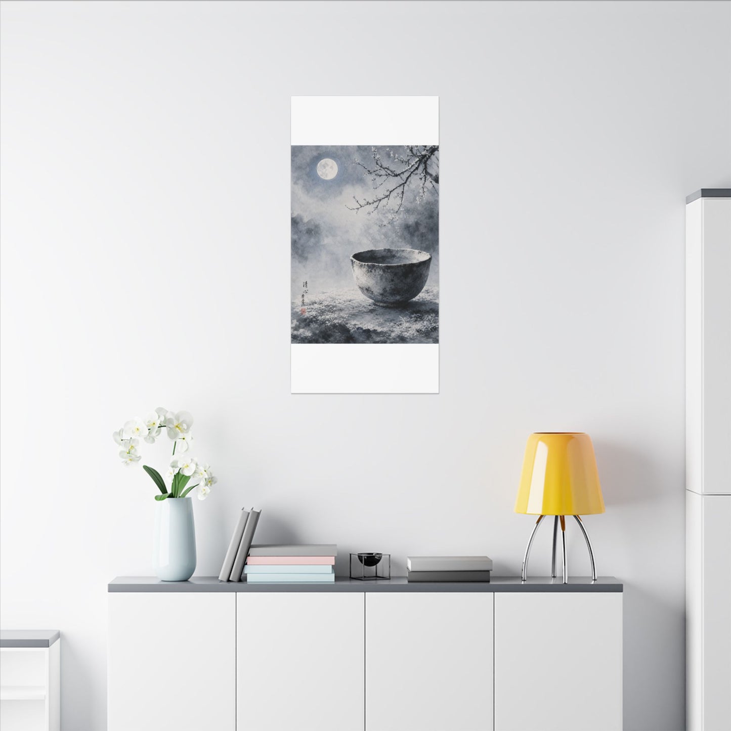 Seijaku Ceramic Bowl Canvas Art - Zen Sumi E