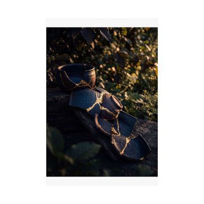 Mono No Aware Broken Pottery Wall Art Print - Dark Japandi Shadow Zen