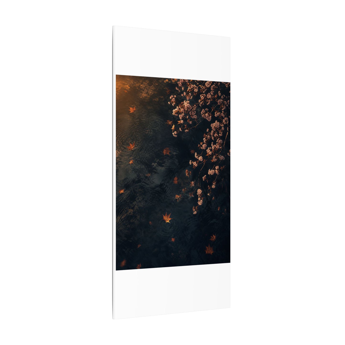 Golden Hour Cherry Blossom Canvas Art - Dark Japandi Kanso