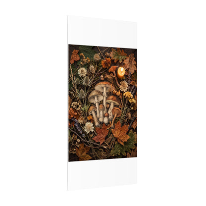 Autumn Dried Flowers Mushroom Illustration Canvas Art | Earthy Decor