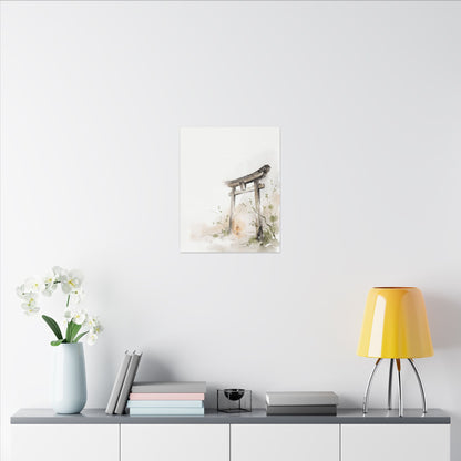 Fukinsei Torii Gate Canvas Art - Japandi Watercolor