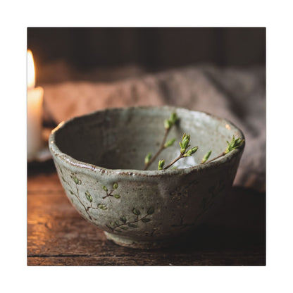 Ceramic Bowl Spring Canvas Art | Japandi Neutral Design