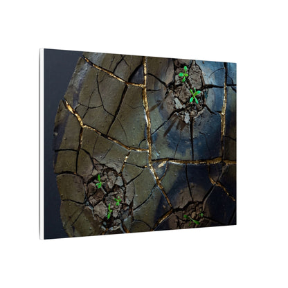 Dark Japandi Cracked Earth in Moonlight | Moody Minimal Canvas Art