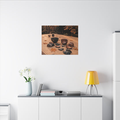 Golden Hour Tea Ceremony Canvas Art - Kintsugi Shibui