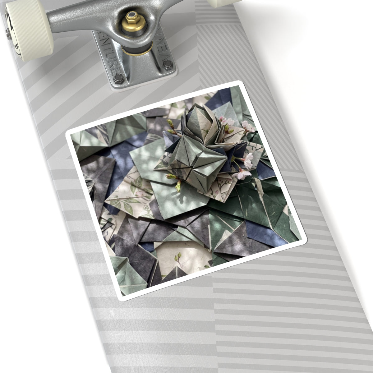 Paper Fold Japanese Pattern Sticker | Elegant Japandi Art Art Print