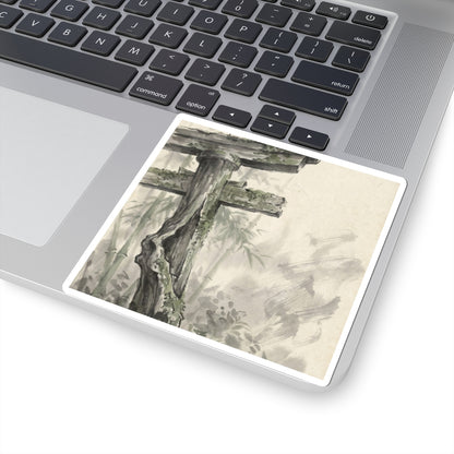 Fukinsei Torii Gate Sticker - Zen Sumi E Art Print