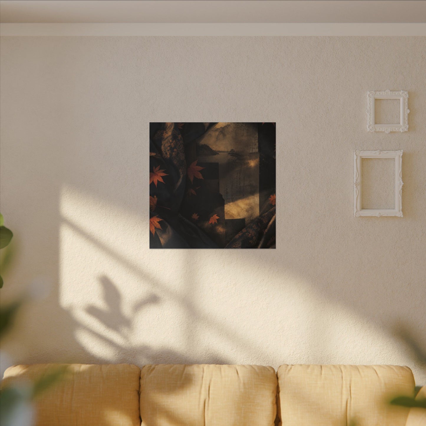 Autumn Silk Drape Shadow Zen Canvas Art | Bold Decor