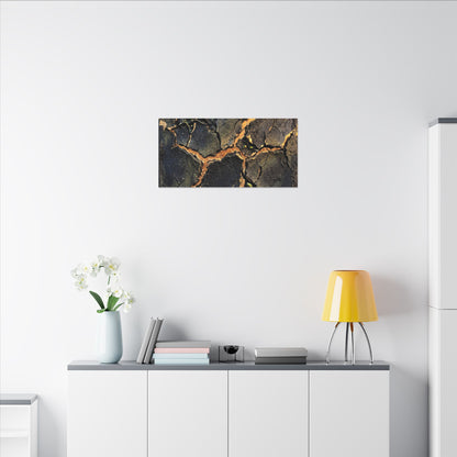 Cracked Earth Spring Canvas Art | Dark Japandi Atmospheric Design