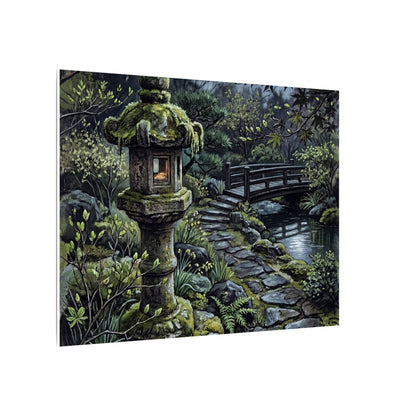 Japandi Stone Lantern in Moonlight | Texture Canvas Art